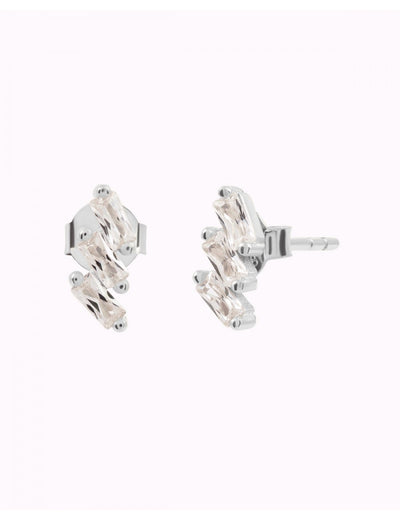 Boucles d'oreilles à tige avec 3 zircons taille baguette