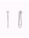 Pendientes stud con circonitas en 3 garras y cadena doble de bolas