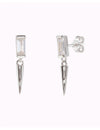 Pendientes stud con circonita en talla baguette y charm en forma de pincho - Dos tamaños disponibles