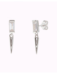 Pendientes stud con circonita en talla baguette y charm en forma de pincho - Dos tamaños disponibles