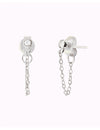 Pendientes stud con cadena colgante y circonita en talla redonda