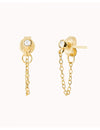 Pendientes stud con cadena colgante y circonita en talla redonda