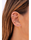 Pendientes stud con cadena colgante y circonitas en talla redonda engastada en 4 garras