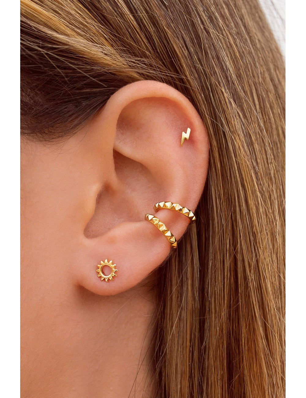 Pendientes stud en forma de sol