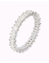 Bague en oxyde de zirconium baguette de forme trapézoïdale - Disponible en 3 couleurs : Blanc, Noir et Violet