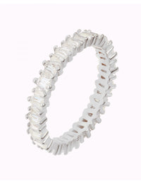 Bague en oxyde de zirconium baguette de forme trapézoïdale - Disponible en 3 couleurs : Blanc, Noir et Violet