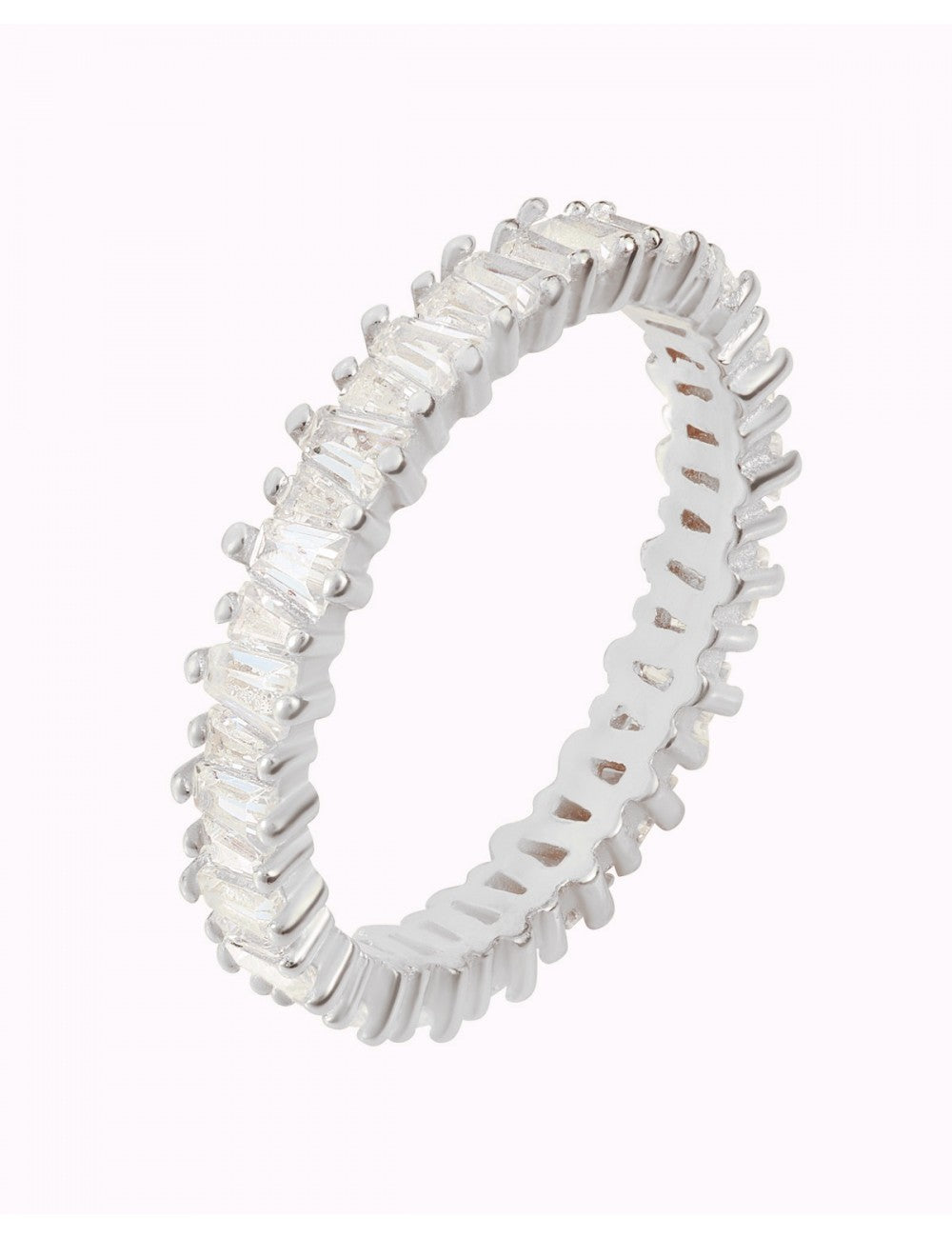 Bague en oxyde de zirconium baguette de forme trapézoïdale - Disponible en 3 couleurs : Blanc, Noir et Violet