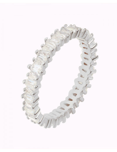 Tapered Baguette CZ Eternity Band Ring - Available in White, Black and Purple