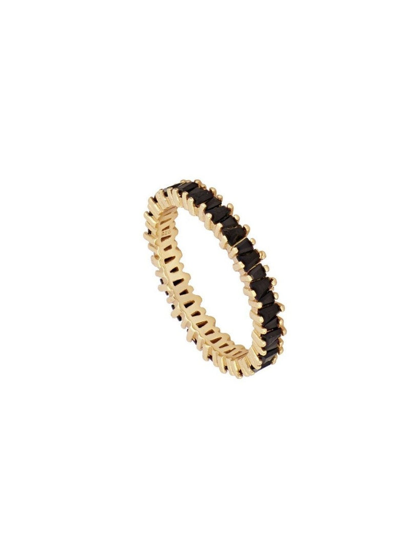 Bague en oxyde de zirconium baguette de forme trapézoïdale - Disponible en 3 couleurs : Blanc, Noir et Violet