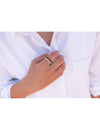 Bague en oxyde de zirconium baguette de forme trapézoïdale - Disponible en 3 couleurs : Blanc, Noir et Violet