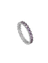 Bague en oxyde de zirconium baguette de forme trapézoïdale - Disponible en 3 couleurs : Blanc, Noir et Violet