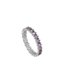 Bague en oxyde de zirconium baguette de forme trapézoïdale - Disponible en 3 couleurs : Blanc, Noir et Violet