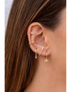 Pendientes ear cuff finos con flor de circonitas en talla marquesa