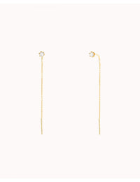 Pendientes threader con circonita engastada en 6 garras
