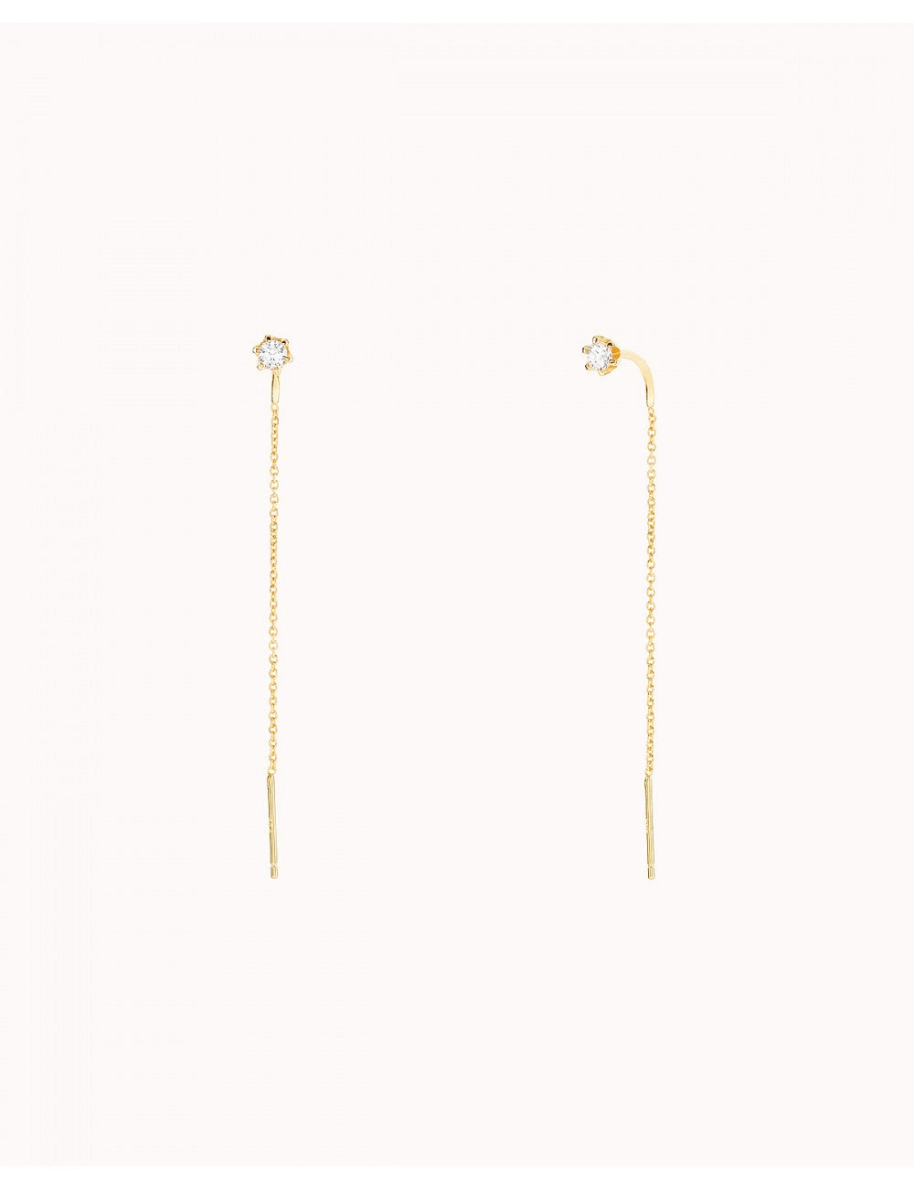 Pendientes threader con circonita engastada en 6 garras