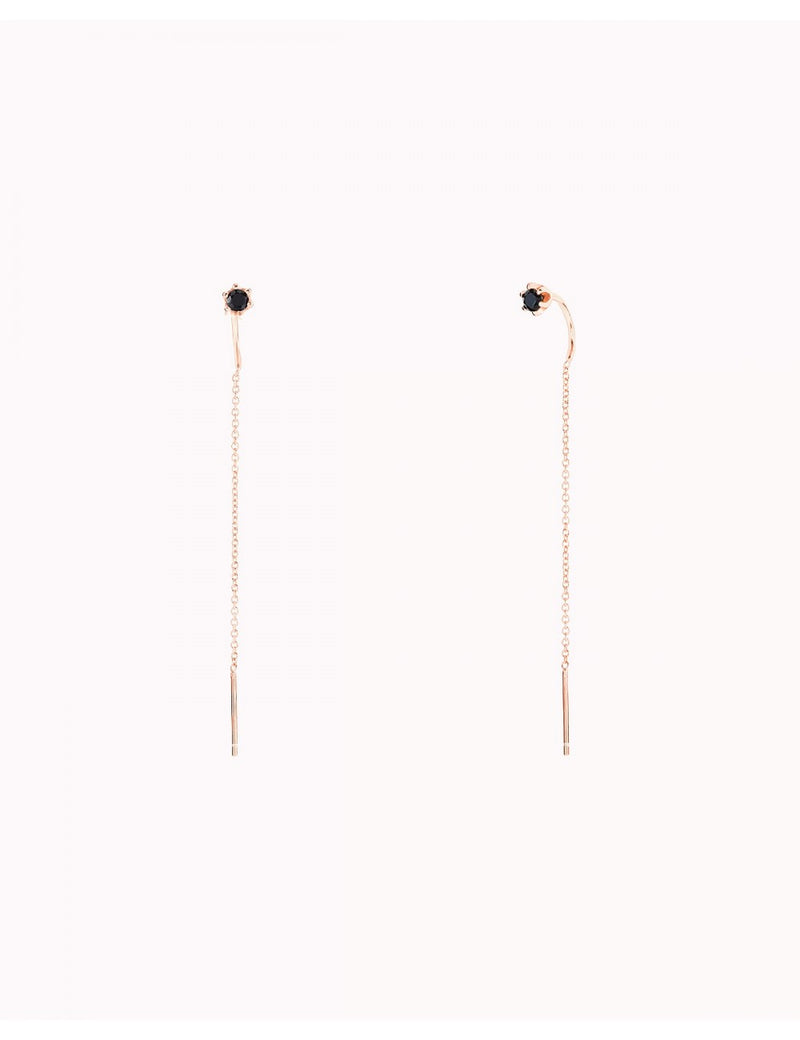 Pendientes threader con circonita engastada en 6 garras