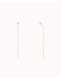 Pendientes threader con circonita engastada en 6 garras