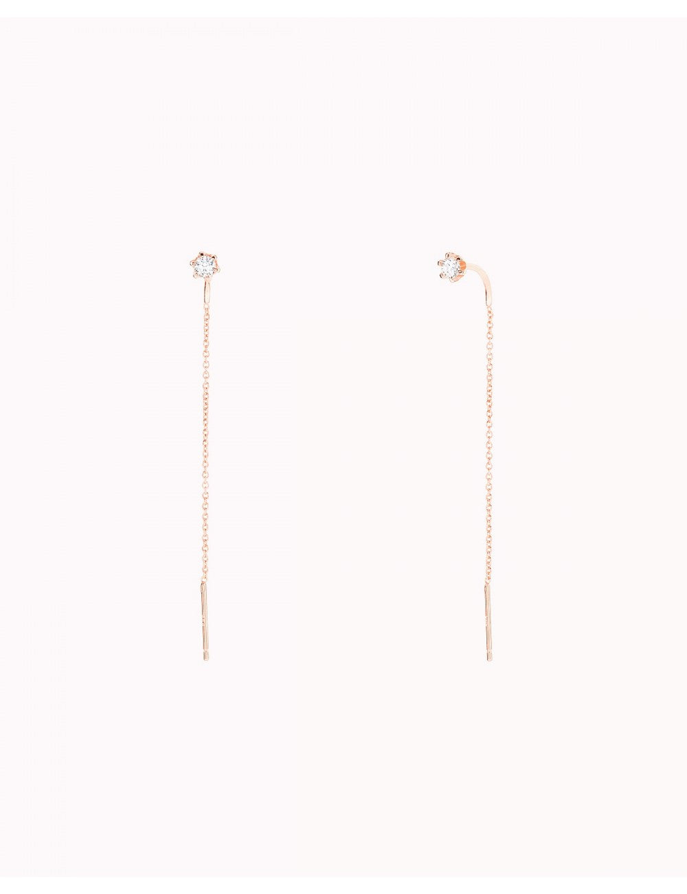 Pendientes threader con circonita engastada en 6 garras