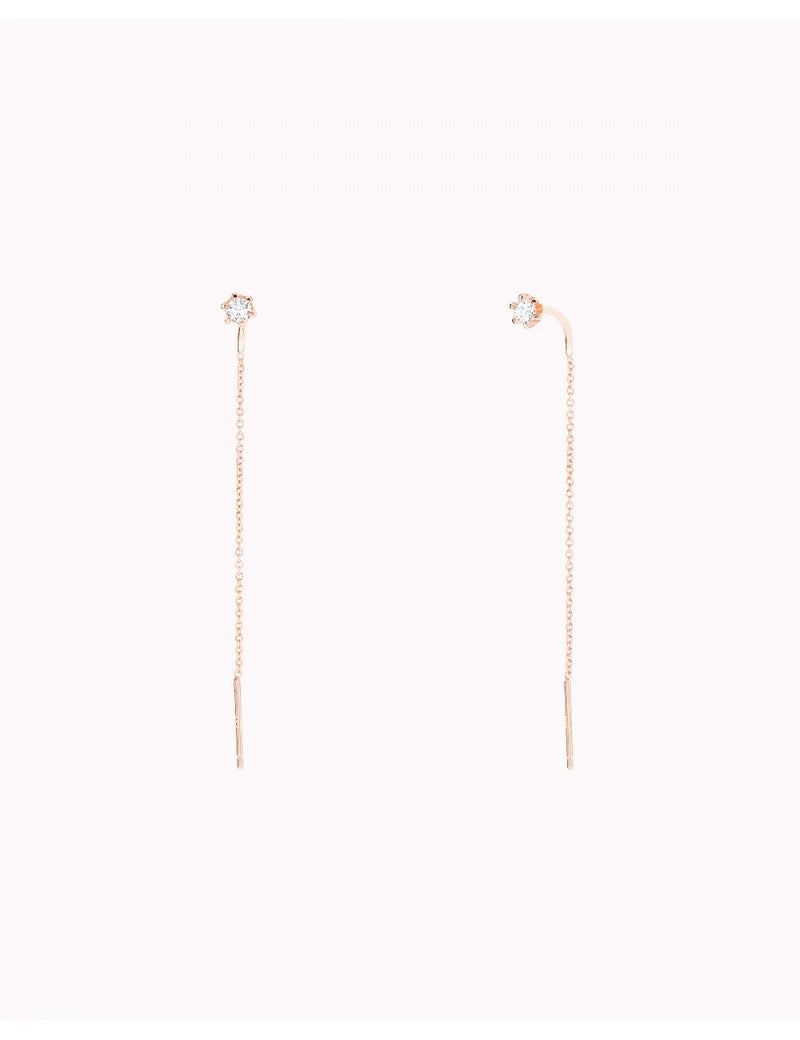 Pendientes threader con circonita engastada en 6 garras