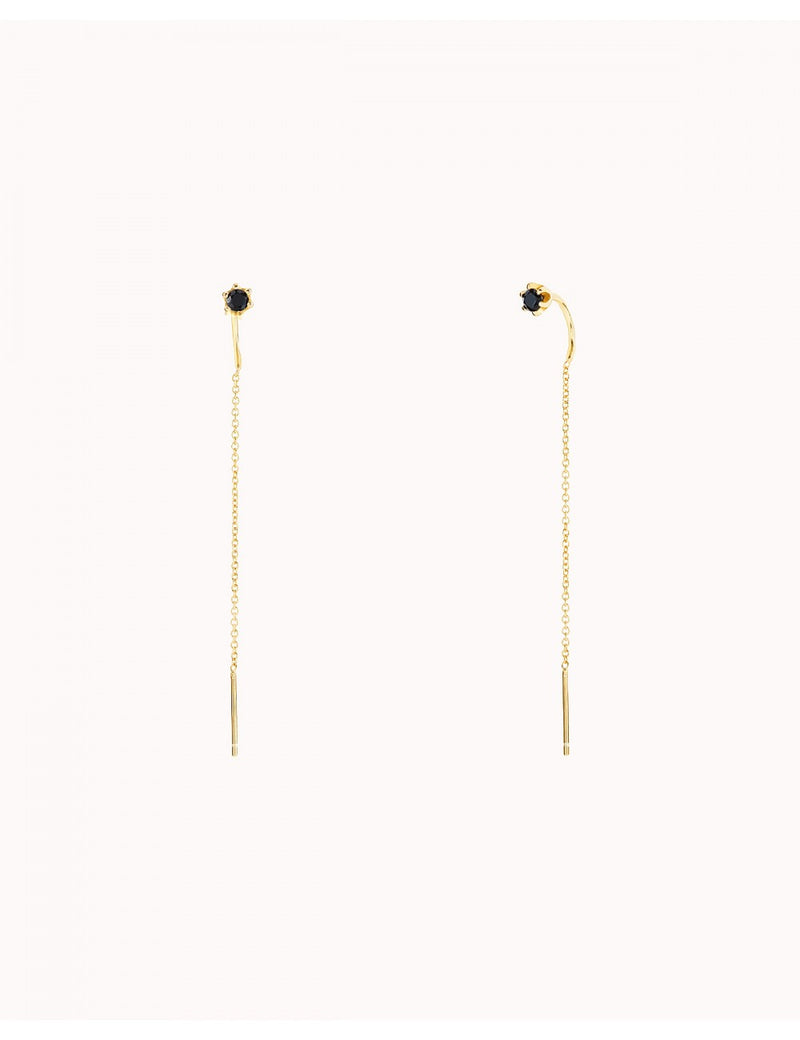 Pendientes threader con circonita engastada en 6 garras
