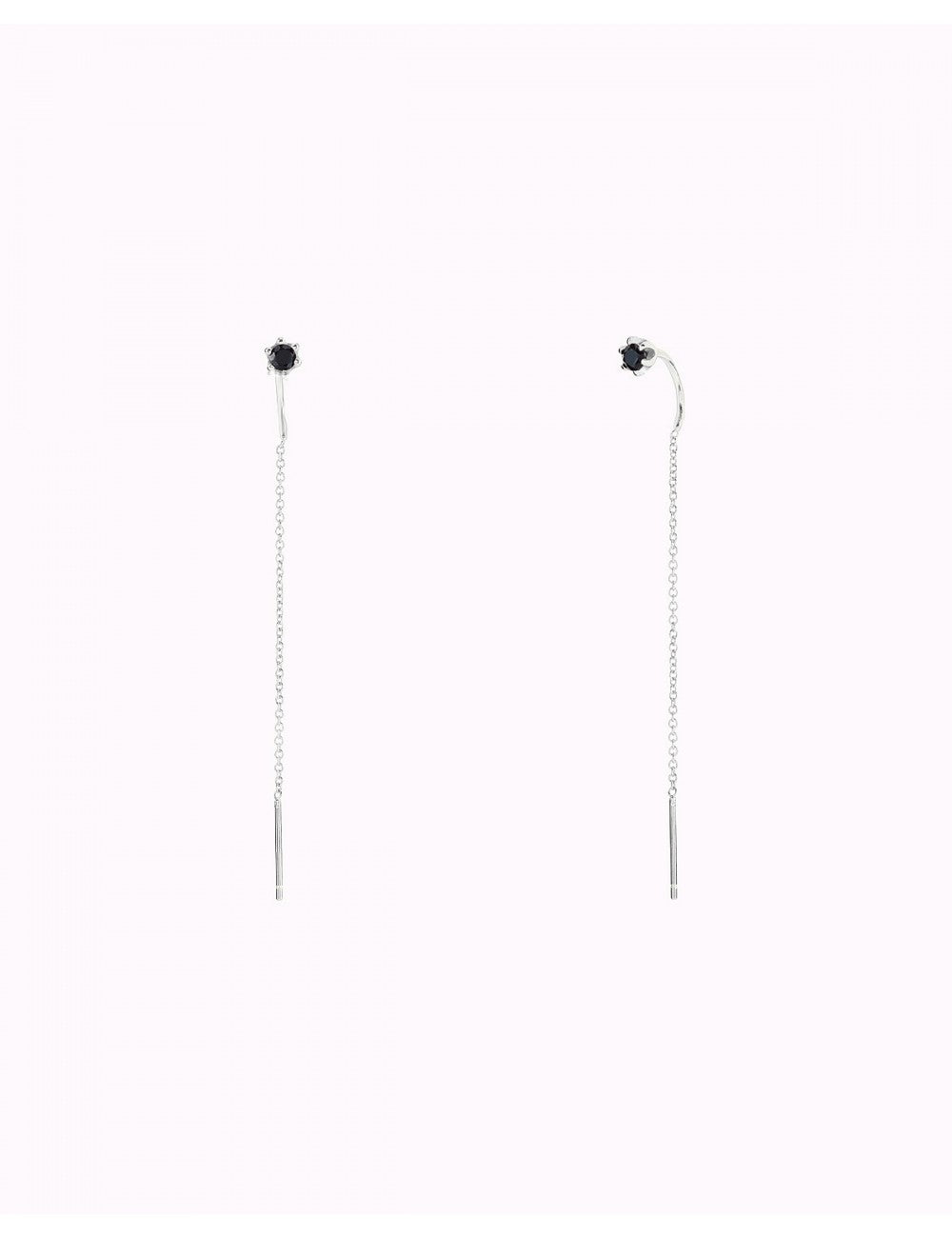 Pendientes threader con circonita engastada en 6 garras