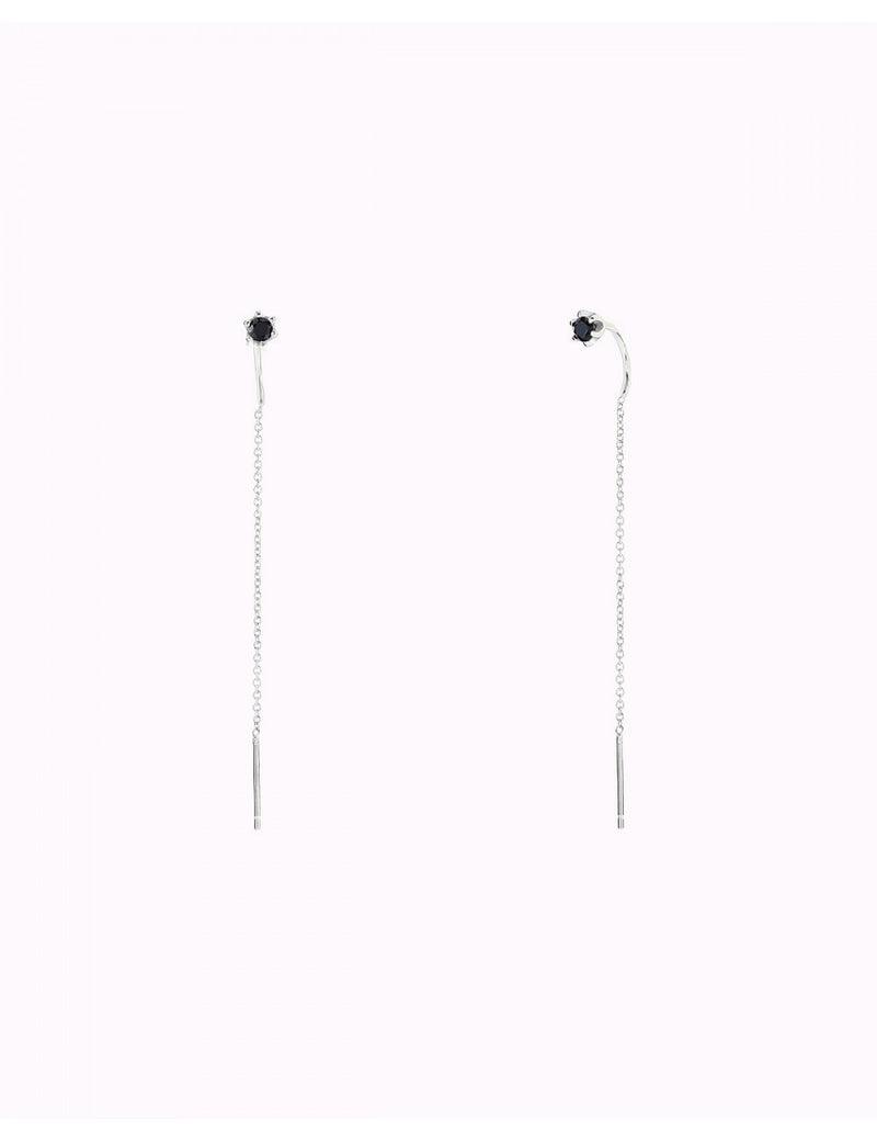 Pendientes threader con circonita engastada en 6 garras