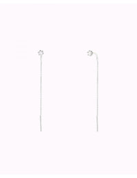 Pendientes threader con circonita engastada en 6 garras