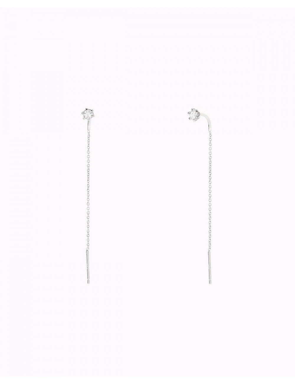 Pendientes threader con circonita engastada en 6 garras