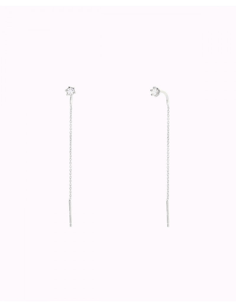 Pendientes threader con circonita engastada en 6 garras