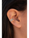 Dreifache Conch-Ohrmanschetten-Ohrringe mit Pavé-gefassten Zirkonen und einem Scharniersystem