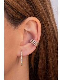 Dreifache Conch-Ohrmanschetten-Ohrringe mit Pavé-gefassten Zirkonen und einem Scharniersystem