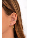 Pendientes stud piercing doble de circonitas con cadena barbada