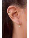 Pendientes stud de circonitas con 2 charms ovalados y circonitas en pavé
