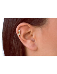 Pendientes stud de circonitas con 2 charms ovalados y circonitas en pavé