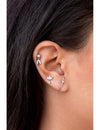 Pendientes stud de circonitas con 2 charms ovalados y circonitas en pavé